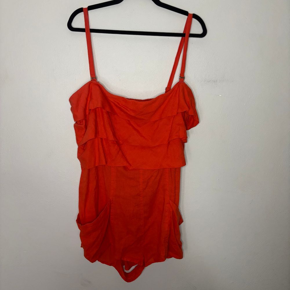 Anthropologie Orange Ruffle Romper